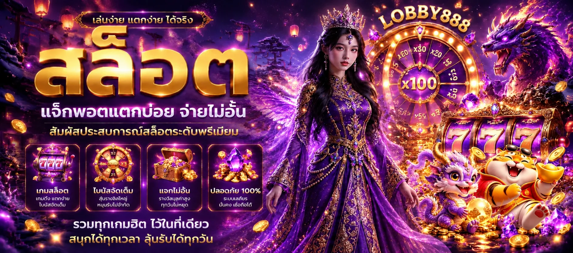 แบนเนอร์ LOBBY888 ทดลองเล่นสล็อตกับ Fortune Tiger