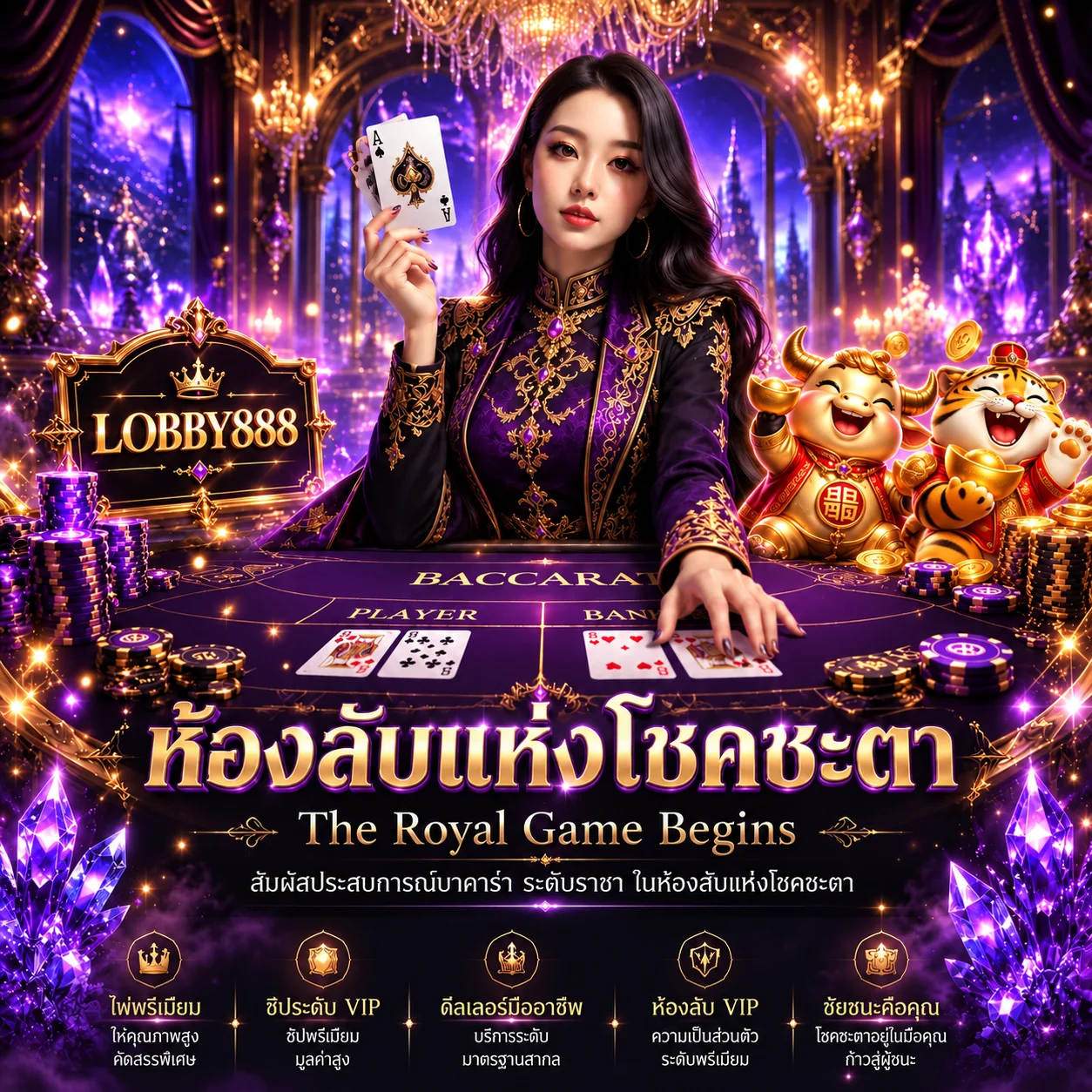 เดโมคาสิโน AMB LOBBY888 พร้อม Fortune Tiger และโต๊ะบาคาร่า